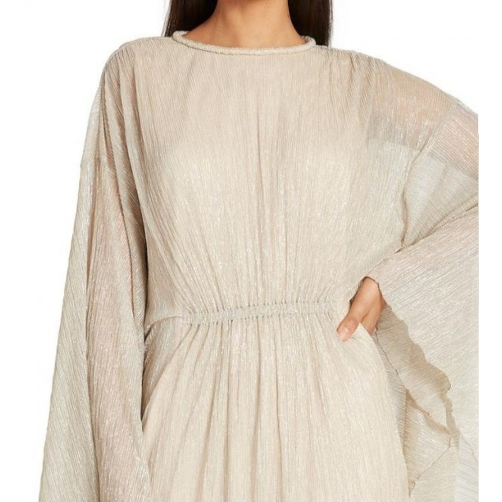 TAHARI ASL CHAMPAGNE METALLIC KAFTAN GOWN Size 6- Fits like M/L